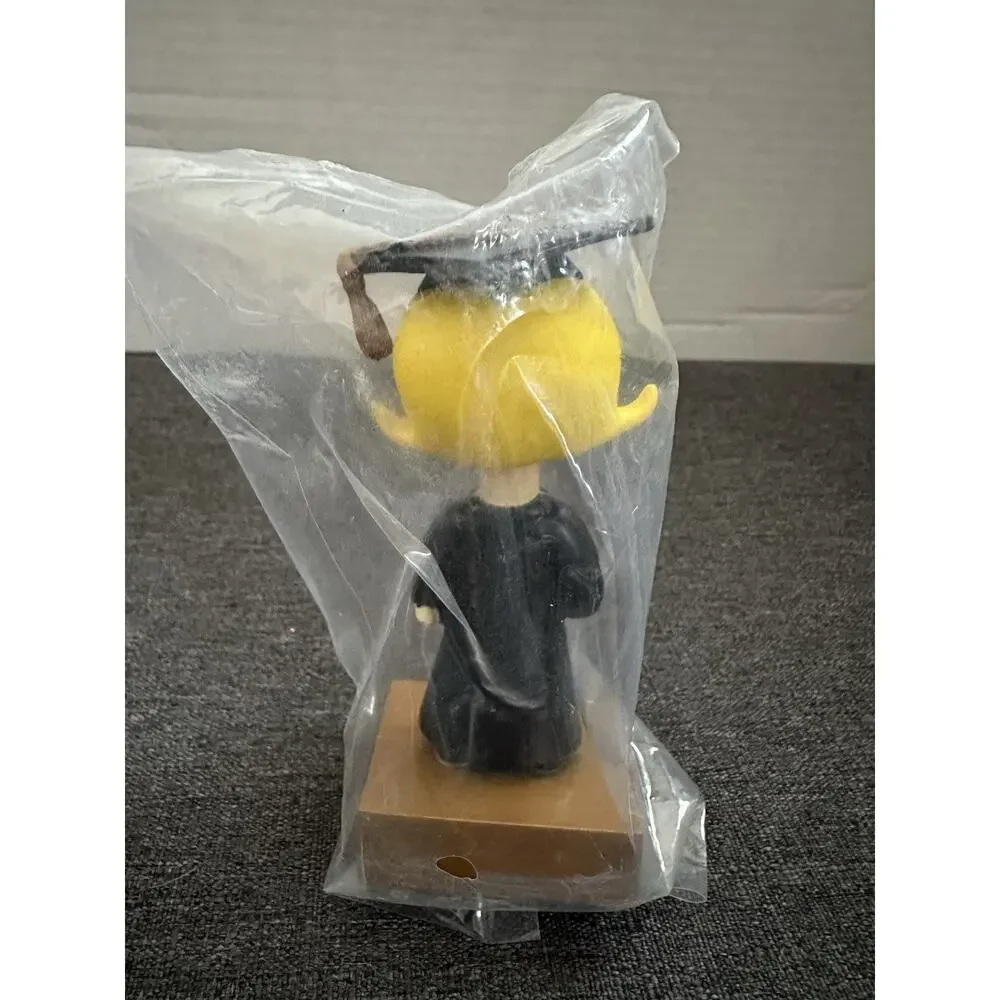 Graduation Photo Holder Bobblehead Girl Black Gown Diploma Picture Frame 4.5”